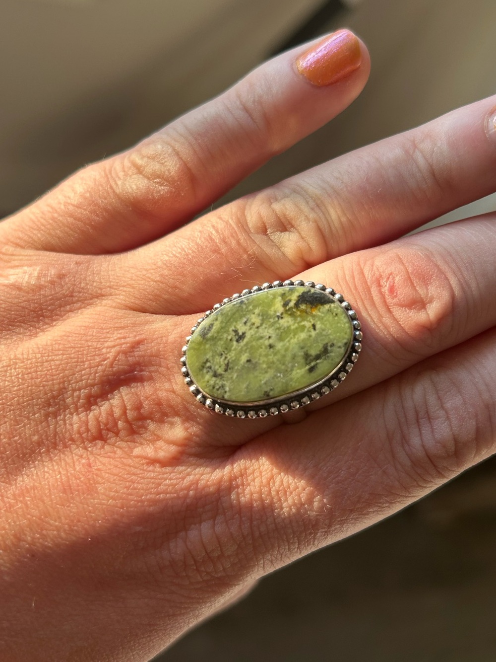Green Gemstone 925 Silver Ring